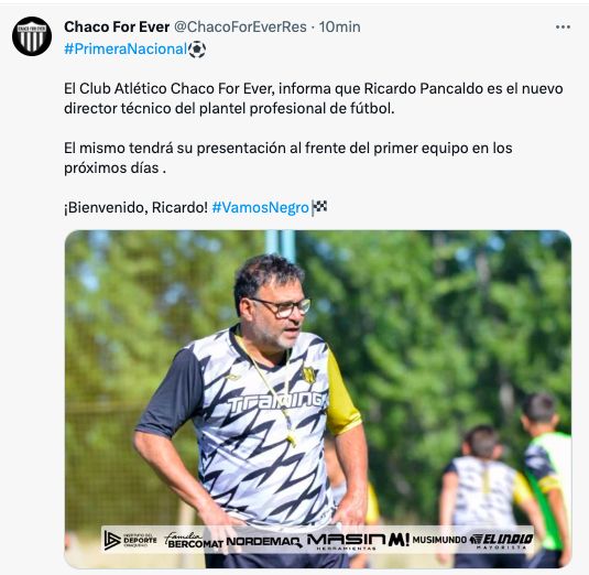 Ricardo Pancaldo es el nuevo director t cnico de Chaco For Ever