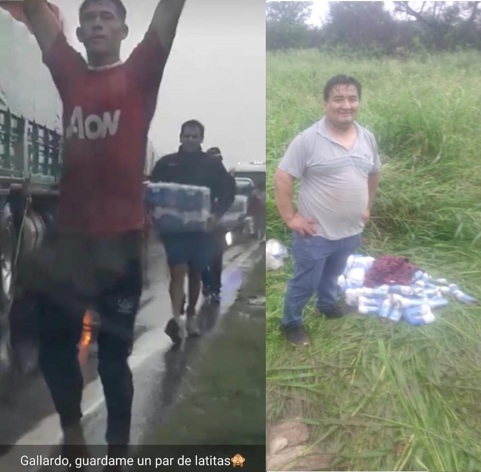 Ruta 16 CHACO volc un cami n con cervezas y se llevaron parte de