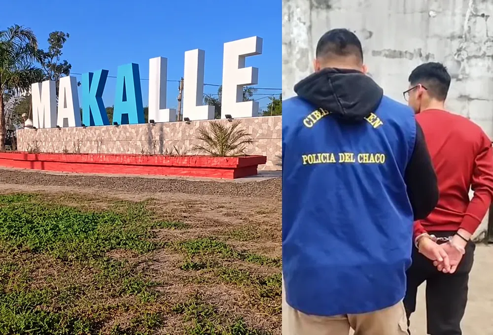 Letrero de Makalle y operativo policial